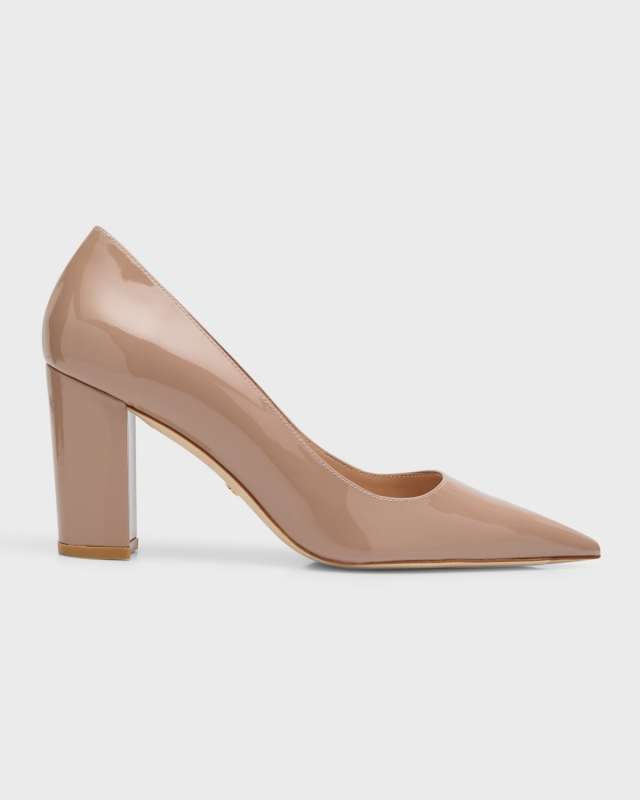Stuart Patent Leather Block-Heel Pumps